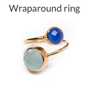 Elegant Gold Wraparound Ring with Blue and Green Stones